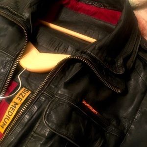 Superdry leather jacket great for motorcycle riding or just a night out.